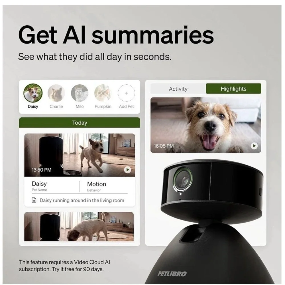 Petlibro Cat & Dog Camera With Multi-pet Recognation Individual Timelines Activi